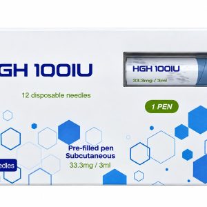 armapeptides HGH-100IU gray pre-filled pen and box for Arma Peptides HGH 100 IU product