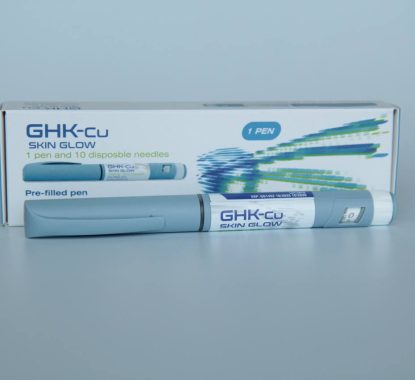 armapeptides GHK-Cu Skin Glow pen and box – blue plastic device for SKIN GLOW product