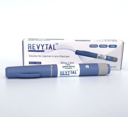 armapeptides REVYTAL RETATRUTIDE 30MG pen-style injector by ARMANOVA Pharma – blue and white packaging